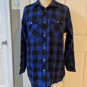 Design in Italy luxury Mens beautiful blue & black flannel shirt size XL
